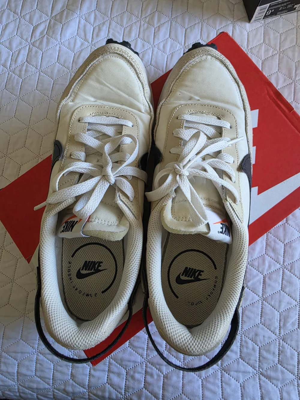 Nike Waffle Debut Cream and Black Low-Top Sneakers